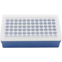 Caja de plástico rectangular para tubos centrífugos de laboratorio- 72 posiciones- 1-5 ml-0-5 ml.